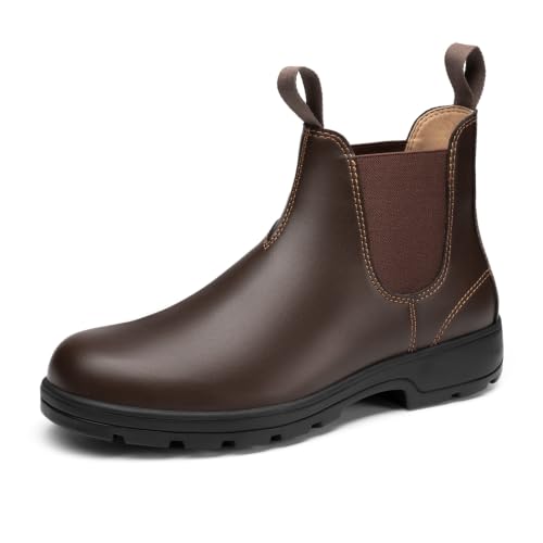 Rihero Mens Chelsea Boots Ankle Brown Slip On Work Boots for Men Size 9.5