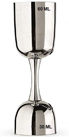 Peg Measurer, Jigger, Made of Stainless Steel, Chrome Finish, with Handle, 30 ml / 60 ml