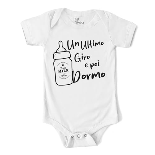 MyFirstwo Body Neonato Divertente Papà - Un Ultimo Giro e poi Dormo – Tutina a Manica Corta Bimbo 100% Cotone Morbido e Traspirante – Simpatica Idea Regalo Nascita e Baby Shower 0-6 mesi