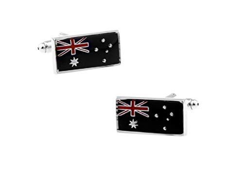 MRCUFF Australia Flag Australian Pair Cufflinks in a Presentation Gift Box & Polishing Cloth 