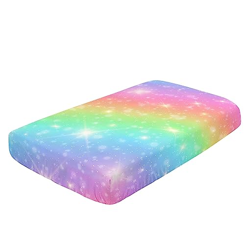 Image of Crib Bedding Set, 3-Piece Nursery Bedding with Comforter, Crib Sheet & Crib Skirt, Rainbow Gamepad Printed for Baby Boys and Girls