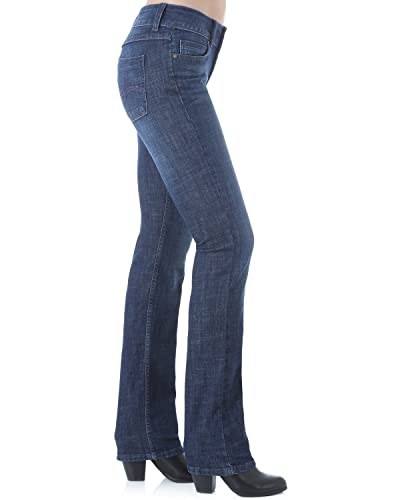 Wrangler Womens Western Mid Rise Stretch Straight Leg Jeans, Dark Stone, 9 1 Us #TOP1