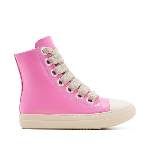 Image of Womens High Top Sneakers Jumbo Lace-up Platform Comfort Trainers Thick Soles Walking Casual Shoes