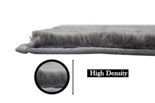 Image of Super Soft Rabbit Fur Silk Wool Carpet Thick and Washable Area Rug for Living Room and Bedroom (Dark Grey, 4 x 6 Feet)