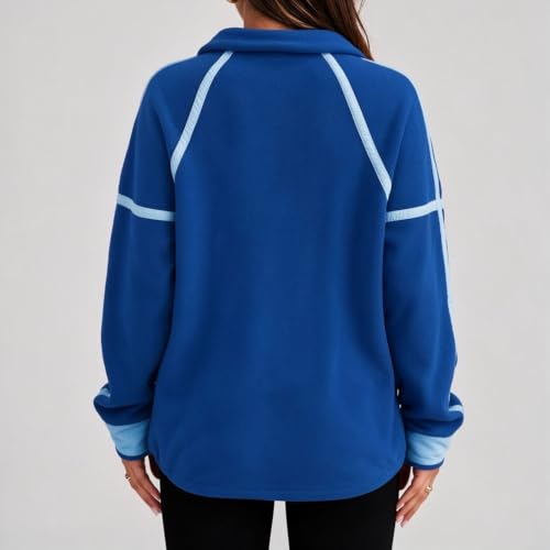 TRCELECTROP Striped Half Zip Sweatshirt Women Oversized Stand Collar Fleece Sweatshirt Fall Winter Warm Coats with Pockets - image 4