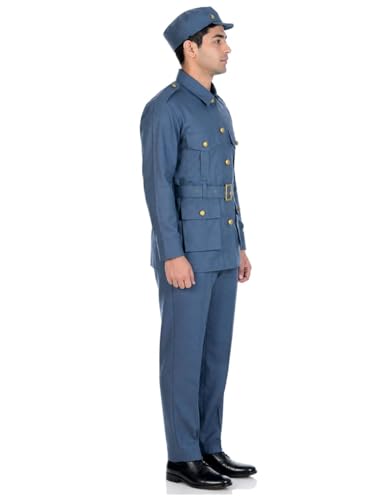 Image of BookMyCostume Premium Fabric Indian Air Force with Whistle Professional Community Helper Fancy Dress Costume - Grey Adults S-M