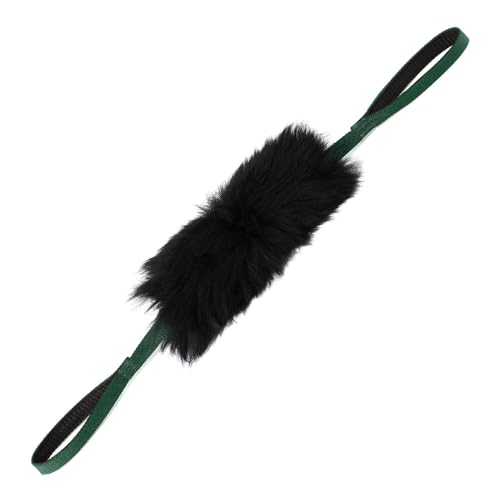 HOWGO Dog Rope Toy - Double Handle Dog Bungee Chaser Toy 100% Sheepskin,Sheep Smell Tug Toy for All Breeds(Mountain Green, Large)