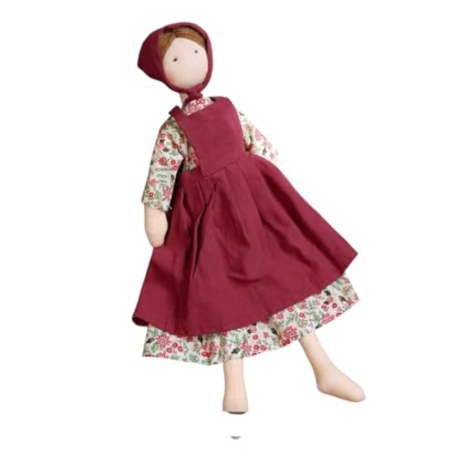 Handmade Cloth Rag Doll, Vintage Style Fabric Doll, 17.3 Inch Decorative Soft Doll (D)