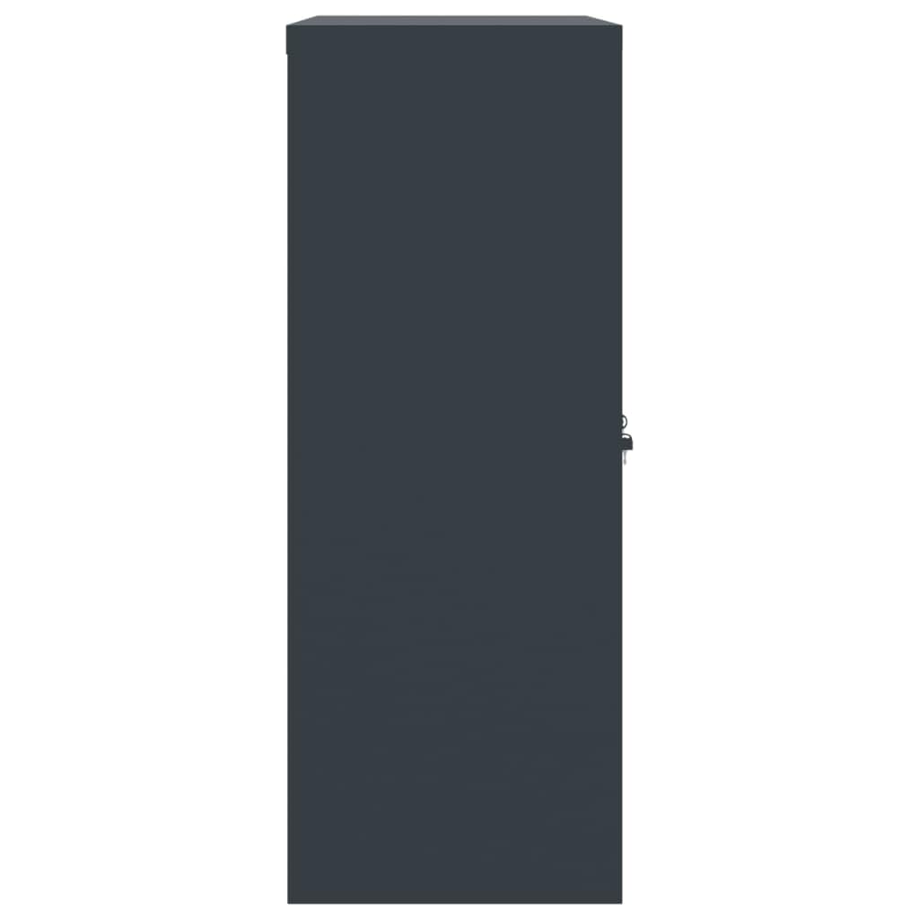 Stabiler Aktenschrank aus Stahl in Anthrazit 90x40x105 cm, Einfach zu montierender Büroschrank mit 2 verstellbaren Einlegeböden, Aktenschrank mit Zwei Türen für Büro zur