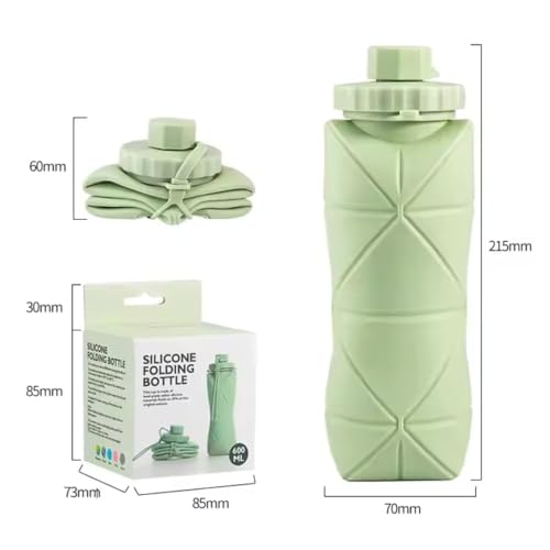 Image of Foldable Silicone Water Bottle with Leakproof Lid & Carry Strap | Portable Collapsible Travel Bottle for Gym, Outdoor, School & Office | Reusable BPA-Free Water Bottle (Multicolor)