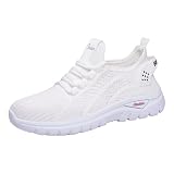 Zapatillas Deporte Mujer Zapatos Verano Ligeras con Suela Blanda Y Malla Zapatillas Correr Cómodos Primavera Outdoor Deportivas Anchas Gimnasio Womens Trainers Blanco 43