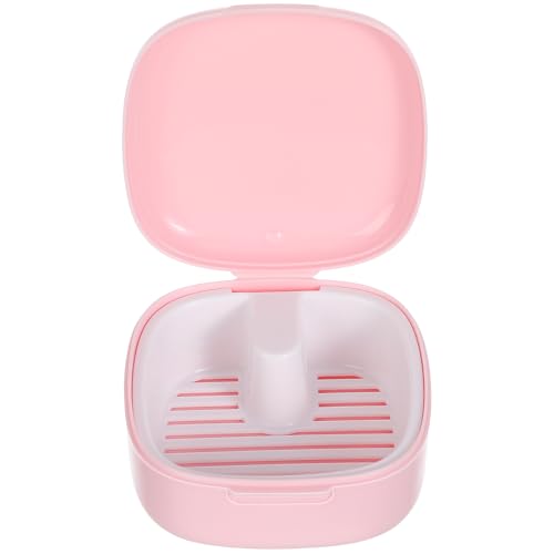 TOVINANNA Denture Case, Portable Denture Box with Strainer for Travel, False Teeth Container Denture Bath Box for Soaking Dentures