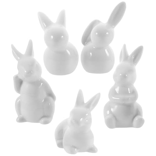 Statuettes de lapin en céramique haut de gamme blanches ornements de table épurés - 2