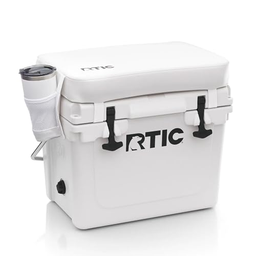 RTIC Cooler Seat Cushion Compatible Hard Coolers, Great for Family Travels, Boating Or Hunting, Easy Clean Vinyl, Buckle Fastening and Anti Slip, 20