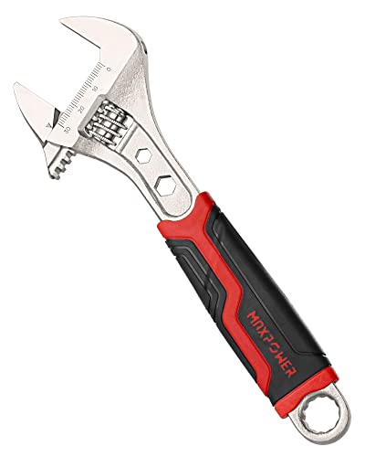 MaxPower Llave Inglesa 200mm (8 Pulgadas), 3-EN-1 Multifunción Llave Ajustable Inglesa Pequeña con Apertura Ø30mm y Empuñadura de PVC Cover