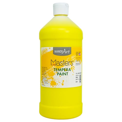 Handy Art Little Masters Tempera Paint, Yellow, 32 oz Bottle, Bright & Mixable, High Opacity, Washable Colors for Classroom, Students, Kids, Young Artists, Safe & Non-Toxic, Made in USA