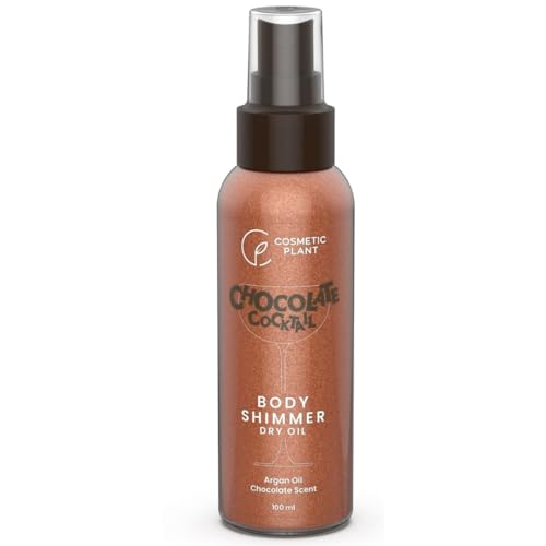 Body Shimmer Chocolate Cocktail Olio Secco 100ml - Brillantini Corpo Profumato, Effetto Glow, Brillante Glitter, Spalle Luminose, Look Perfetto per le Vacanze, Appuntamenti, Viaggi, Feste, Carnevale