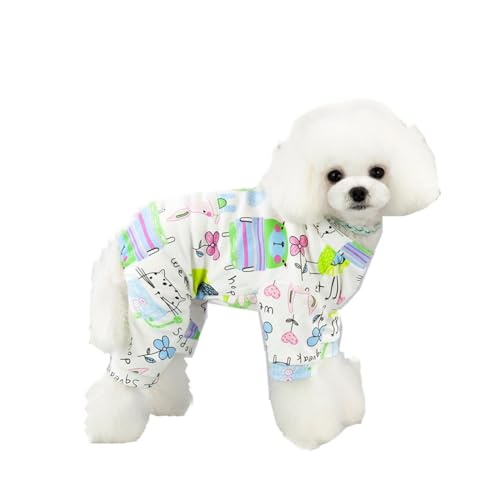 Morycat犬の服 春 夏服 柔らかい つなぎ ドッグウェア Tシャツ ロンパース おしゃれ かわいい バナナ柄 ドッグウエア 部屋着 寝間着 抜け毛防止 ペット 猫服 お散歩 通気性 おしゃれ 小中型犬 (ブルー,M)