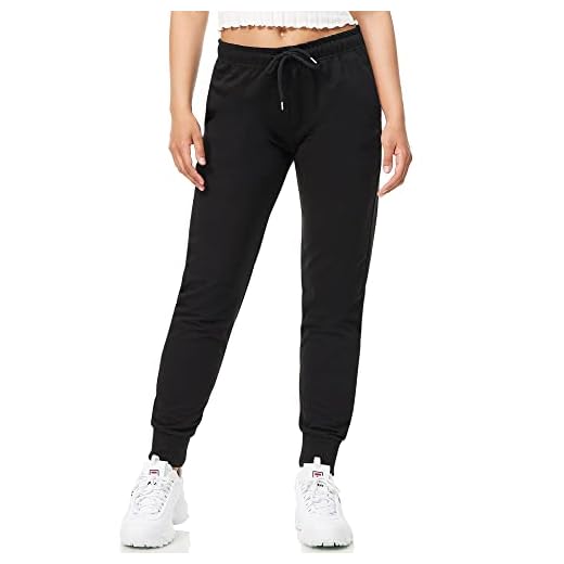 ROSS CAMP Jogginghose Damen - Sporthose Frauen Baumwolle, Trainingshose Fitness High Waist, Sweatpants Slim Fit Freizeithose Lang, Jogging Hose Laufhosen Modern Schwarz/M