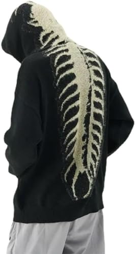 OCUH Y2K Vintage Centipede Bone Knitted Grunge Sweatershit Oversized Pullover Loose Sweater Streetwear Hoodies