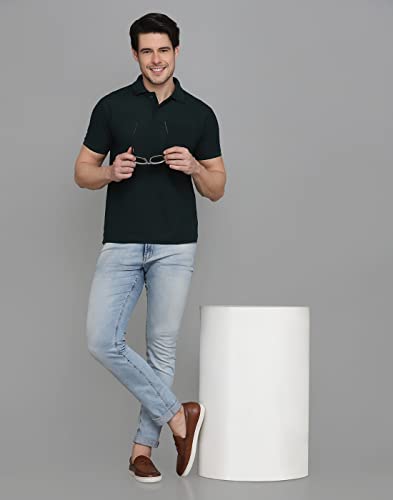 Image of INKKR Men's Polo Neck Half Sleeve Cotton Blend Regular Fit T-Shirt With Pocket