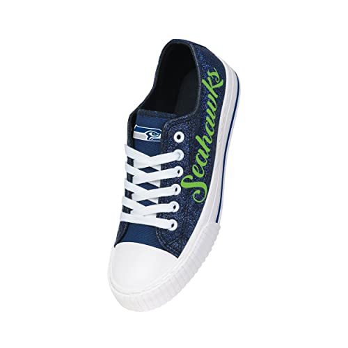 Image of FOCO Womens NFL Team Logo Ladies Fashion Color Glitter Low Top Canvas Sneakers Shoes