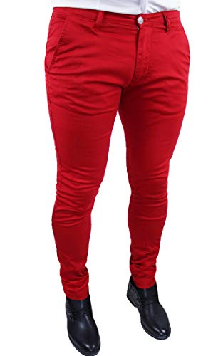 Pantalon en coton rouge homme chic avec une coupe slim fit ajustée et des finitions premium