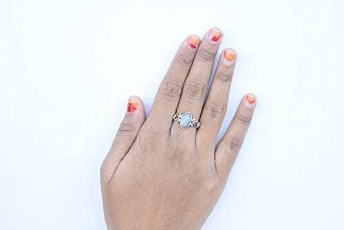 Rainbow Moonstone Stone Ring, 925 Sterling Silver Statement Ring For Women, Handmade Ring Gemstone Promise Ring for Birthday Christmas Gift For Her Ring Size US 7 - Image 5