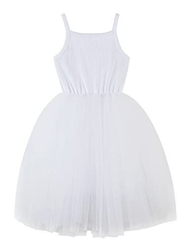 Image of GSVIBK Baby Girls Tutu Dress Sleeveless Toddler Cotton Tulle Skirt Princess Party Prom Dresses