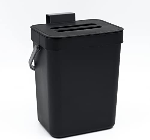 Cesun Small Trash Can with Lid Mini Kitchen Hanging Trash Can Tightly Sealed Odor Free, Small Countertop Compost Bin for Scraps from Daily Cooking, Mountable Trash Bin for Kitchen Counter, 3L Black