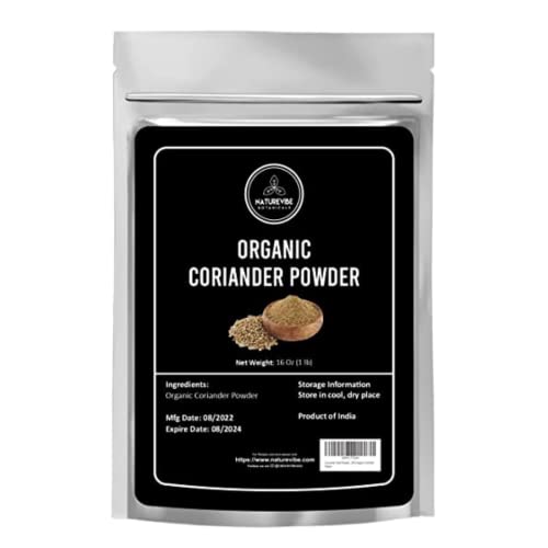 Naturevibe Botanicals Organic Coriander Seed Powder - 1lb (16 Ounce) - Coriandrum sativum | Raw, Gluten-Free &amp; Non-GMO | Rich Amount of Minerals | Indian Spice [Packaging may vary]