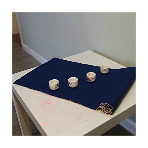 Chemin de table moderne bleu en coton pour repas de famille et décoration de table chaleureuse