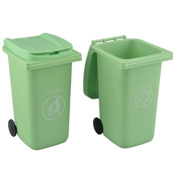 Mini Wheelie Bin Desk Clean Office Desktop Stationery Organiser Pen Pencil Holder (GREEN)