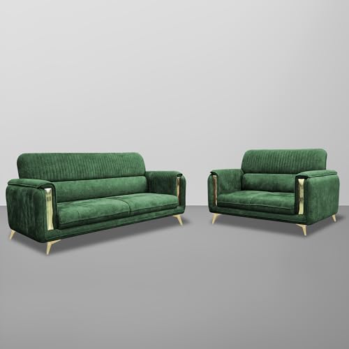 Image of Casaliving Gelio 2 Seater Sofa Set for Living Room Premium Fabric Sofa (Green)
