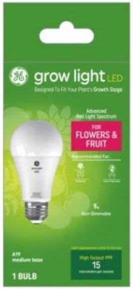GE Lighting 105646 - Bombilla LED para cultivo hortícola (1,9 W, para frutas y flores, color blanco, forma A19)