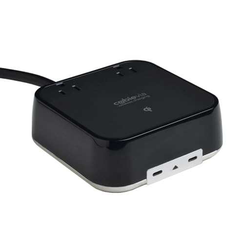 CubieVia - Tabletop Power Strip Wireless Charging Station with Outlets and USB Ports