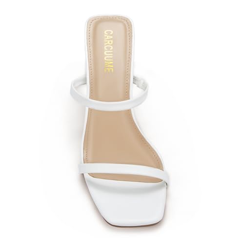 Image of Carcuume Women's Square Toe Two Strap Open Toe Block Heels Sandals Slip On Shoes