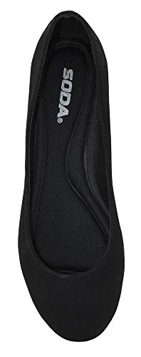 Soda Shoes Comfortable Women Ballet Casual Flat Round Toe Memory Gel Insole Memory Foam Loafers Kreme-S Black Nubuck Suede 72