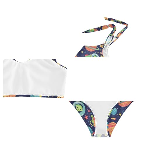 Wusikd Spaceships Girls Swimsuits Two Piece Aliens Planets Swimwear Bikini Set for for Girls Size 3T4