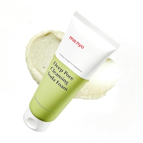 MANYO Deep Pore Cleansing Soda Foam, Pore Cleaner, Facial Cleanser with Green Tea, Exfoliating Papaya Enzymes, Gentle, Hydrating Face Wash, Korean Skin Care, 5.0 fl oz (150ml)