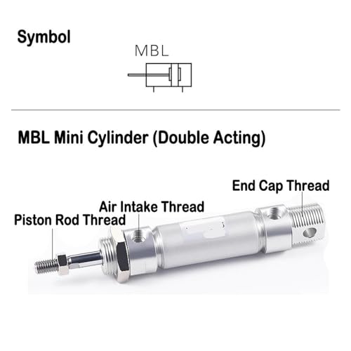 Cilindro neumático mini MBL20 de aluminio con carrera de 75mm para industria 3