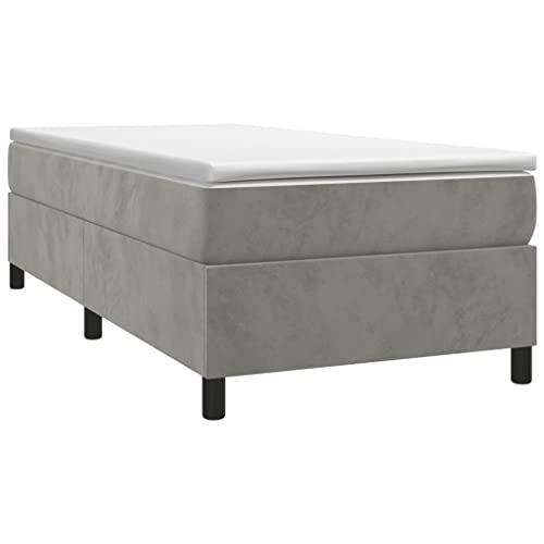 vidaXL Estructura de Cama con somier Terciopelo Gris Claro 90x190 cm