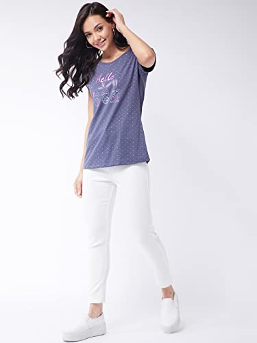 Image of Modeve Women Printed Cotton Blend Half Sleeve Round Neck T-Shirt for Summer