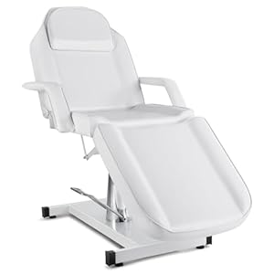 Artist hand Professional Hydraulic Tattoo Bed Swivel aesthetician Chair Adjustable Beauty Bed Esthetician Spa Bed for Eyelash Facial Bed Extensions Salon Equipment (White)