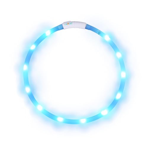 LaRoo LED Hundehalsband USB Wiederaufladbarer Night Safety Hundehalsband Leuchtend Halsband für Klein Mittleren Großen und Langhaarigen Hund -3 Modus (Blau,...