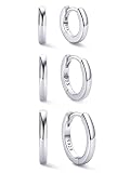 ChicSilver 6/8/10MM Pendientes Aros Finos Mujer Plata de Ley 925 Hoop Earrings