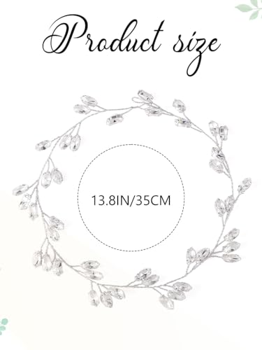 Evlry Hochzeit Kristall Haar Rebe Silber Strass Braut Haarranken Blatt Kopfschmuck Braut Haarschmuck für Frauen (Silber)