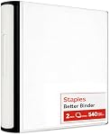 2 Inch Staples Better View Binder with D-Rings, White
