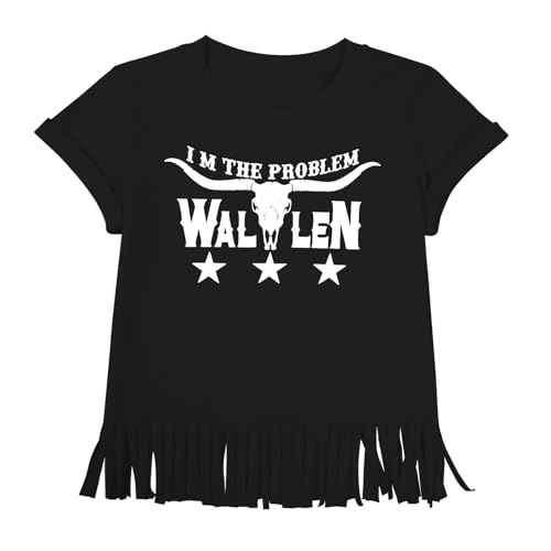 Image of Girls Western Shirt Toddler Tassels Cowgirl T-Shirt Im The Problem Country Concert Shirts Summer Short Sleeve Top