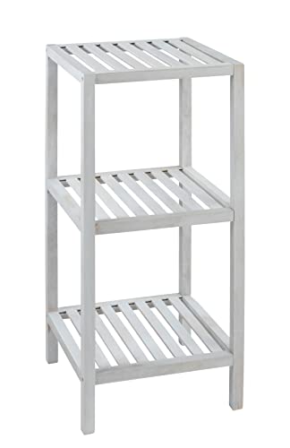 WENKO Etagère rangement bois, Norway, 3 étagères bois naturel blanc, Noyer, 36x79x36cm